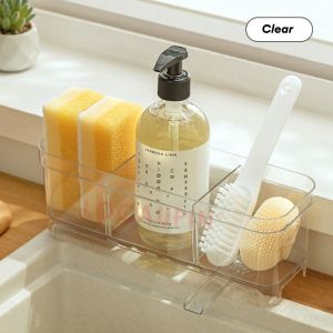 LOCAUPIN Multifunctional Sink Organizer with Detachable Draining Rack for Kitchen Accessories Soap & Sponge Holder