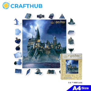 Crafthub แฮร์รี่พอตเตอร์-Magical ปราสาทฮอกวอตส์ Portrait Display | เกมกระดานตัวต่อจิกซอว์หนาและคุณภาพสูง | ขนาด A3พร้อมจิ๊กซอว์มากถึง136ชิ้น