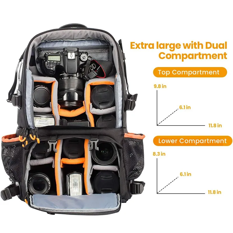 Eirmai TR629 25L Camera Backpack with 15.6 Laptop Compartment Hand Carry Bag for Sony Panasonic