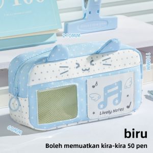 Used Pencil Cases with Cat Star & Music Note Designs 3D Cat Ear & PVC Window Suitable for School Admission Gifts & Anniversary Gifts