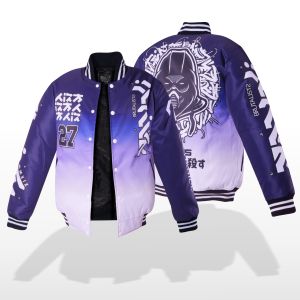 Jaket Cowok Varsity Racing Printing Gradasi Warna Ungu Keren Distro Terbaru Varsiti Jaket Pria