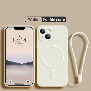 สำหรับ Magsafe เคสโทรศัพท์ซิลิโคนเหลวแม่เหล็กกันกระแทกสำหรับ iPhone 16 15 14 Plus 13 12 11 Pro Max กรอบซิลิโคนนิ่มสำหรับ iPhone 16 Pro Max เคสป้องกันเลนส์รวมทุกอย่าง (พร้อมสายคล้อง)
