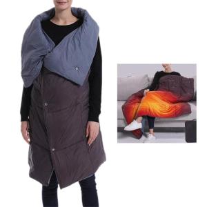 Wearable USB Electric Blanket 3 Stage Heat Control 6 Heating Districts Large Storage Pouches Polyester