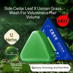 🔥 Low Price 🔥Handmade Shampoo Soap Oil Control Anti Dandruff Hair Strengthening Xinjiang Usman Grass Fo-Ti Biota Leaf Shampoo Bar Handmade Hair Strengthening Soap Prevents Breakage Controls Oil And Dandruff Natural Solid Shampoo