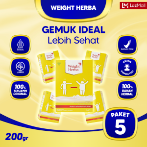 WEIGHT HERBA 5 BOX No 1 Gemuk Badan Ideal Sehat Nafsu Makan Meningkat Herbal Alami 200gr/box