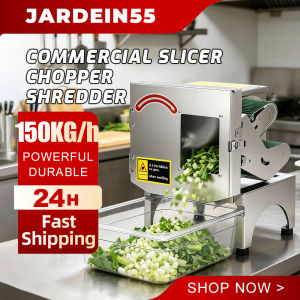 150KG/H High Output Electric Vegetable Slicer Double Frequency Speed Control Commercial Onion Chili Cutter 1mm-35mm Adjustable Thickness