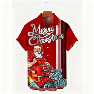 เสื้อปีใหม่ฤดูหนาว เสื้อโปโลสตรีน่ารักและทันสมัยพร้อมการพิมพ์การ์ตูนตลก 2026 แฟชั่นผู้ชายสบาย ๆ เสื้อยืดคอปก