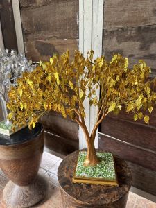 ต้นโพธิ์ ต้นโพธิ์เงิน 🌳โพธิ์ทอง สูง 50x กว้าง 56 cm ไซส์ ใหญ่สุด ฐานลายไทย ต้นโพธิ์ประดิษฐ์ ไม้มงคล