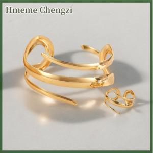 Hmeme 2 Pcs Set Exaggeration Personality Color Spiral Multilayer Bracelet Ring For Women Party Commuting Charms Jewelry Sets Gift