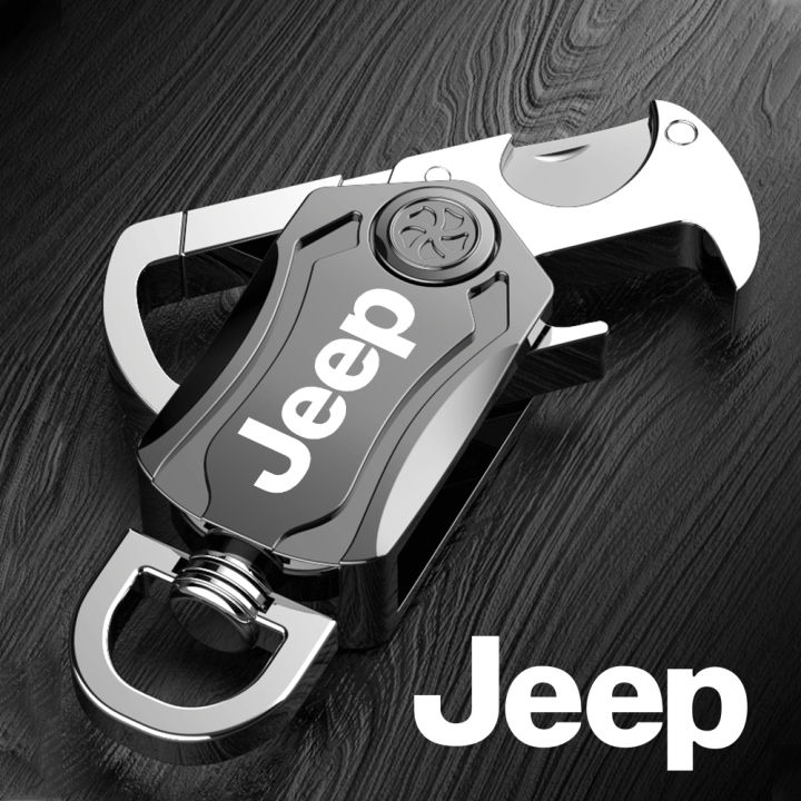 JEEP Car accessories high-end leather keychain, multi-function, anti-lost  metal key chain with LOGO, business men’s and women’s key chains, private 