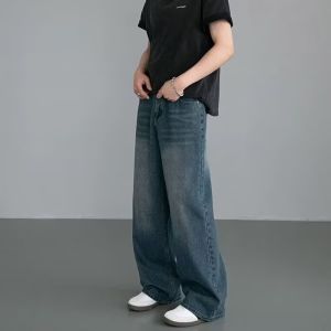 American-style high street baggy straight-leg loose wide-leg trendy mens jeans