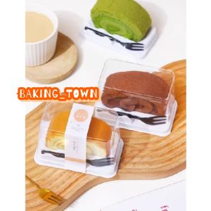 10pcs - tray mika roll cake bolu gulung Premium kotak box tray bolgul slice cake