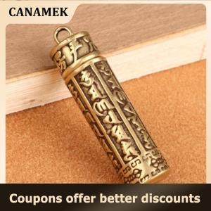 【 CANAMEK 】 Brass Cylinder Pendant Keychain Hanging Jewelry Pill Box Medicine Container