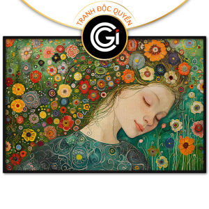 Tranh trừu tượng nghệ thuật cô gái và hoa phong cách hiện đại.Tranh treo tường dán tường trang trí nội thất.CGI-1113