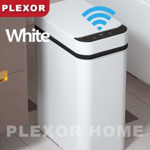 Plexor Smart Touchless Bathroom Trash Can 13L Automatic Motion Sensor Rubbish Can with Lid Electric Waterproof Narrow Small Garbage Bin Home Slim Trash Bins with Cover for Kitchen Office Toilet Bedroom(White)