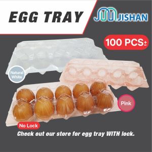 [100pcs] Plastic Egg Tray No Lock / 10cav Disposable Egg Storage Box Container / Bekas Plastik Telur Ayam 鸡蛋壳包装