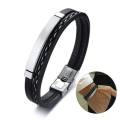 Gelang Kulit Pria 2 Layer Clip Style - Leather Men's Bracelet!. 