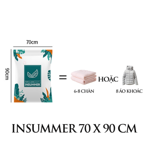 Túi hút chân không LOMO đựng quần áo size du lịch không cần dùng máy hút 2 lớp khóa zip