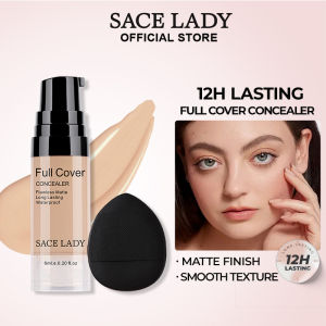 SACE LADY Long Lasting Concealer Smooth Texture Flawless Finish Foundation High Coverage Concealer With Black Sponge Set