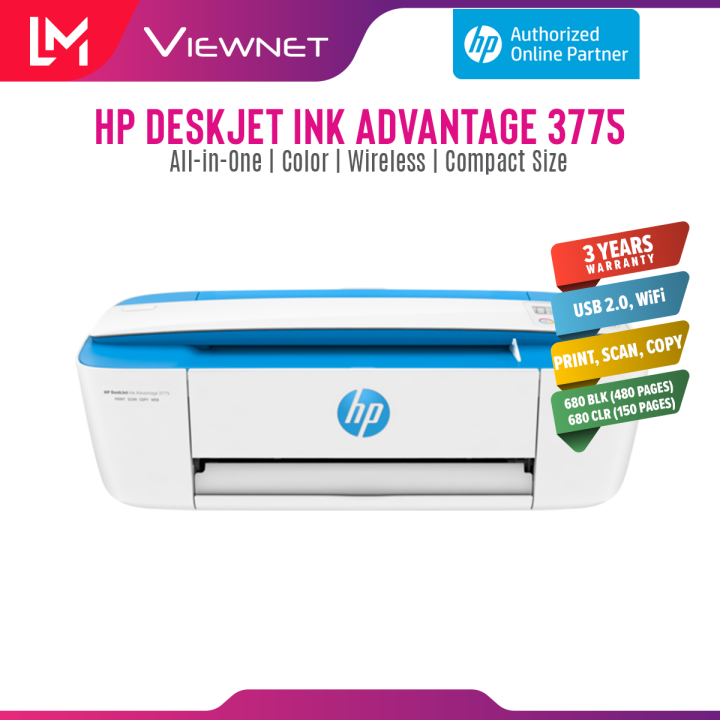 Hp Deskjet Ink Advantage 3775 All In One Printer Print Scan Copy Wireless Lazada 8378