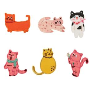 6 Pcs Embroidered Patches Cartoon Cats Sewing Patches Iron On Patches Lovely Kitten Sew On Patches for Clothes Bag