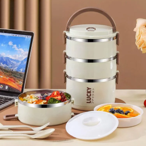 Stainless Steel Insulated Multi-Layer Lunch Box Commuters essential double sealed lunch box multilayer insulation lunch box large capacity