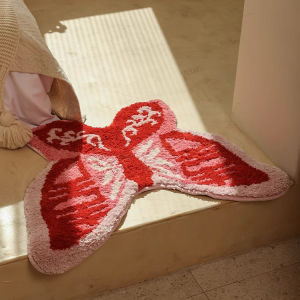 Tufting Butterfly Bedroom Rug Soft Fluffy Cute Cartoon Carpet Area Floor Pad Mat Doormat Aesthetic Home Decor Best Wedding Gift