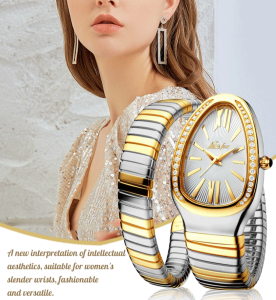 Stainless steel diamond snake watch for women Ladies Fashion Personalized Snake Head Bracelet