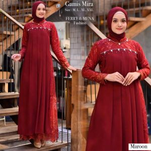 [ ADA JUMBO ] Gamis Brokat Kondangan Terbaru Dress Bridesmaid Modern Baju Muslim Seragam Keluarga Lebaran Mira