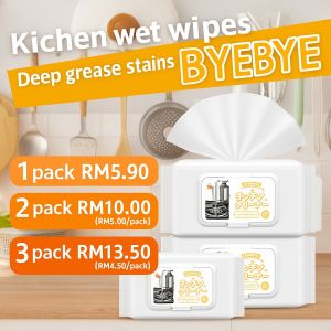 Japan Kitchen Degreasing Wipes (80pcs) | Heavy Oil Remover | Quick & Easy Cleaning Wipes
