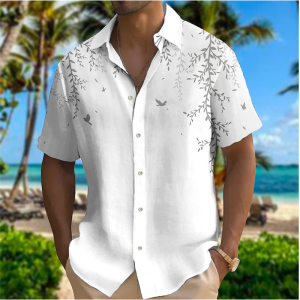 2026 Mens Shirt Pattern Printed Leaf Lapel Shirt Street Short Sleeve Mens Fashion Designer Casual Soft Hawaiian Shirt 5XL