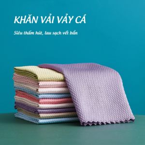 Khăn VẢY CÁ Thấm Hút Nước Không Xù Lông Lau Bếp/ Bàn Ghế/ Gương Kính - HÀNG CÓ SẴN