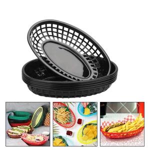 10Pcs Food Tray Basket Plastic Tray Fast Food Burger Fries Chicken Hot Dog Bread Serving Tray Basket