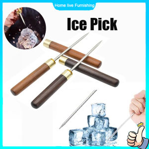 Stainless Steel Ice Pick Manual Ice Carving Tool with Wooden Handle and Safety Cover Home Ice Crusher Ice Cone Bar Bartender Tool