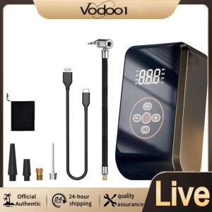 【Vodool】 12V Car Emergency Starting Power Supply with LCD Display Battery Emergency Backup Auto-Shutoff Tire Pump for Car Battery