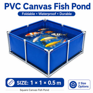 Premium PVC Mesh Fish Pond 1x0.6m 470L Waterproof Portable Round Water Pool Outdoor Garden Fish Farming Breeding Storage Pond