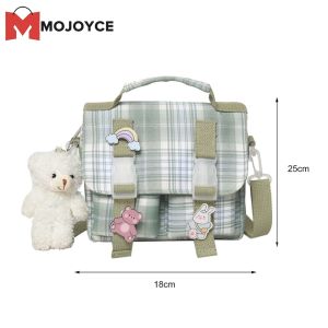 Mojoyce Túi khoác vai dành cho nữ thanh lịch với nylon in kẻ sọc vuông và nhẹ cho các buổi đi chơi hàng ngày