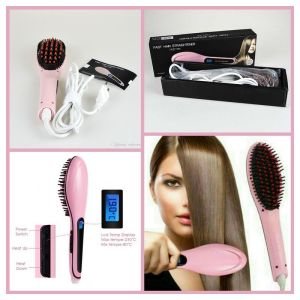 Fast Hair Straightener Catok Sisir Pelurus Rambut ION Comb HQT-906 2in1 Sisir Rambut Catokan Rambut Catokan Lurus Sisir Elektrik Ada Layar LCD Pengatur Suhu Sisir Pelurus Rambut Elektrik Dengan Pemanas Hair Styling Wanita Perlengkapan Styling Rambut Pink