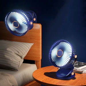 LED Portable Mini Clip Fan Cooler with Rechargeable Light Kipas Foldable Small for Air Table Clip Fan