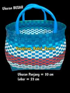 Tas anyaman plastik sintetis model KEMBUNG tas belanjaan tas barang bawaan tas serbaguna multifungsi