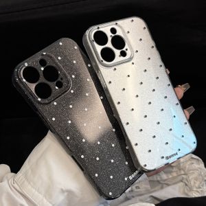 HBESTY Korean Black White Polka Dots Phone Case For iPhone 16 15 14 13 Pro Max Luxury Glitter Shockproof Phone Cover For iPhone 16 Pro