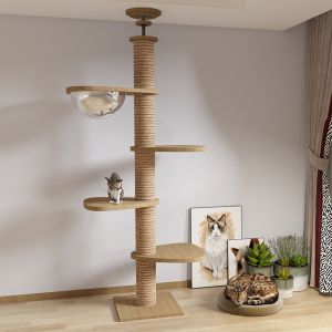 Cat Climbing Cat Tree Tower Cat Condo Cat Tree Climbing Cat Tower Cat Tree Tower Scratch Post Standing on the Earth Space Capsule Column Cat Scratch Trees Luxury Scratching Column Cat Solid Wood Climbing Large