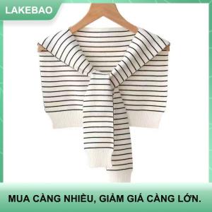【LAKEBAO】 Mùa Đông Bên Ngoài Khăn Choàng Cho Phụ Nữ Hàn Quốc Phong Cách Mới Mùa Xuân Và Mùa Thu Cổ Áo Giả Mỏng Sọc Len Dual-Sử Dụng Khăn Dệt Kim Khăn Choàng
