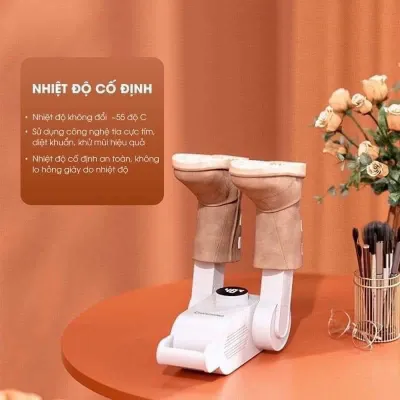 Giá/ Kệ Giày Dép Inox Có Vách Ngăn Chắn Bụi 5 Tầng/Inox 5 Tầng và Máy Sấy Giày Khử Mùi Shoe Dayer Xoay 360 độ. LMS