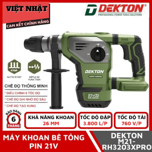 Máy khoan bê tông pin Dekton M21-RH3203XPRO tốc độ đập 3800l/p tốc độ tải 760v/p khả năng khoan 26mm