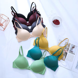 OK Bra Korean Style Womens Solid Color Thin Gather Push-up Bra Without Steel Ring Underwear