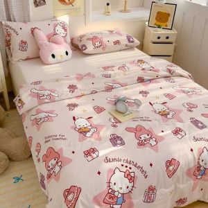 Cute Hello Kitty Sanrio Bedsheet Kids Favourite Cartoon Super Soft Cotton Single / Queen / King Size