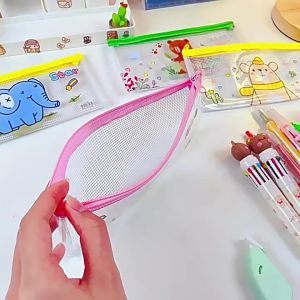 Bóp Viết Lưới Trong Suốt Dễ Thương May Bells Túi Đựng Bút Giá Rẻ Khóa Kéo Chống Nước Cho Học Sinh