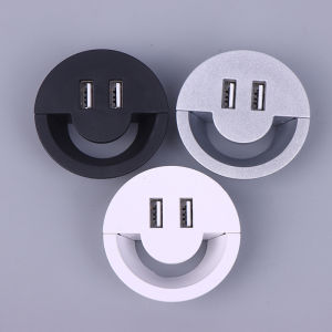 godessing ที่ครอบรูสายไฟขนาด50มม. เป็นช่องกลมสำหรับโต๊ะสำนักงานบ้านกล่องสายไฟโต๊ะทำงานคอมพิวเตอร์พร้อมห่วงจัดสาย USB 2ช่อง