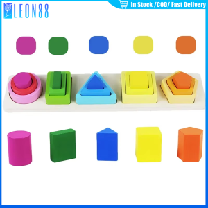 Montessori ของเล่นไม้เรียงลําดับ ซ้อนกัน ของเล่น เพื่อการเรียนรู้ ทรงเรขาคณิต